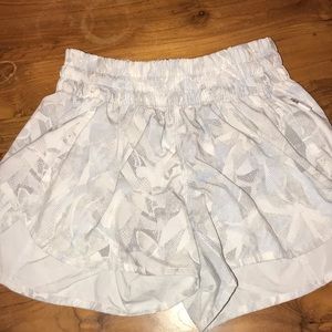 Lululemon White and Blue Print Running Shorts